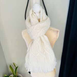 TED BAKER LONDON Homerton Cable Knit Wool Blend Scarf Wrap, Ivory/White, NWT